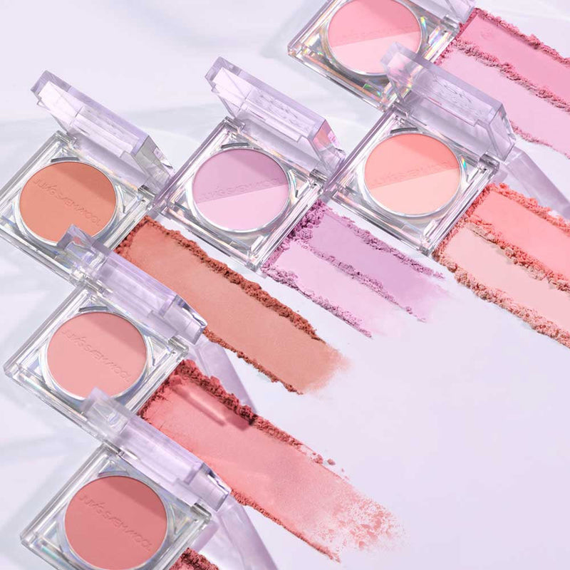 ProtoClinical k-beauty JUNGSAEMMOOL Colorpiece Blush 4.3g soft pink and mauve blush graphic on a pale background.