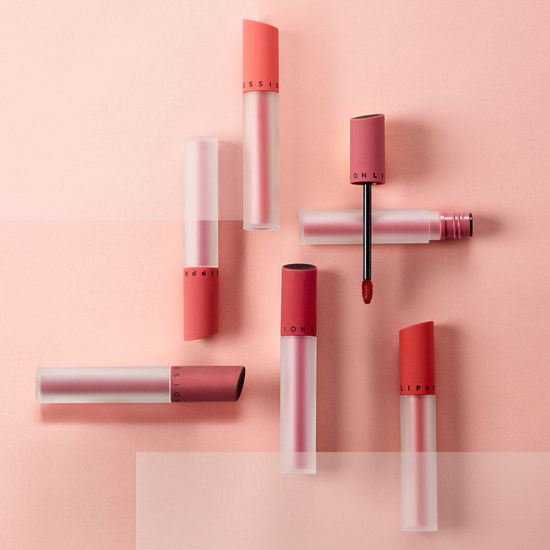 ProtoClinical k-beauty JUNGSAEMMOOL LIP-PRESSION See-Through Tint 4g warm beige lip tint silhouette on a soft blush background.