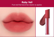 ProtoClinical k-beauty JUNGSAEMMOOL LIP-PRESSION See-Through Tint 4g vivid pink beauty graphic with a warm brown center, pale blush highlight, and muted sage side shading on a light background.