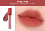 ProtoClinical k-beauty JUNGSAEMMOOL LIP-PRESSION See-Through Tint 4g rose beige beauty graphic with soft pale blue side shading on a light background.