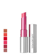 ProtoClinical k-beauty JUNGSAEMMOOL New Classic Glaze Lipstick neutral taupe lipstick silhouette with pale pink and aqua accents on a light background.