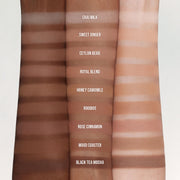 ProtoClinical k-beauty dasique Eyeshadow Palette - 12 Warm Blending shown in deep brown and caramel tones on a white background.