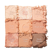 ProtoClinical k-beauty dasique Eyeshadow Palette - 14 Peach Squeeze shown in bright peach and coral tones on a white background.