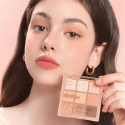 ProtoClinical k-beauty dasique Eyeshadow Palette - 14 Peach Squeeze shown in peach and apricot tones on a white background.