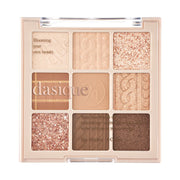 ProtoClinical k-beauty dasique Eyeshadow Palette - 15 Beige Knit shown in warm beige and taupe shades on a white background.
