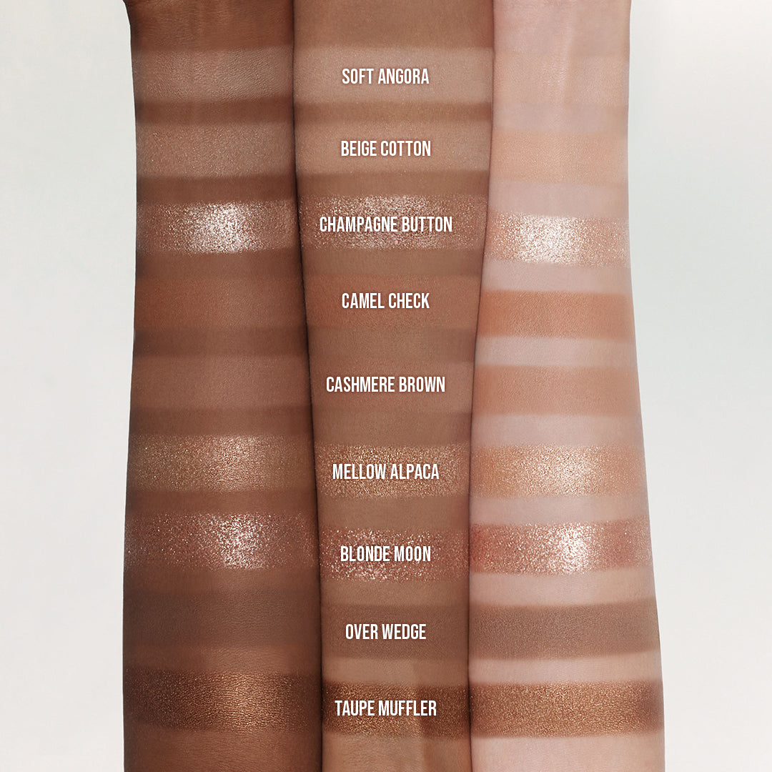 ProtoClinical k-beauty dasique Eyeshadow Palette - 15 Beige Knit shown in soft beige tones on a white background.