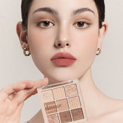 ProtoClinical k-beauty dasique Eyeshadow Palette - 15 Beige Knit shown in neutral beige and brown tones on a white background.
