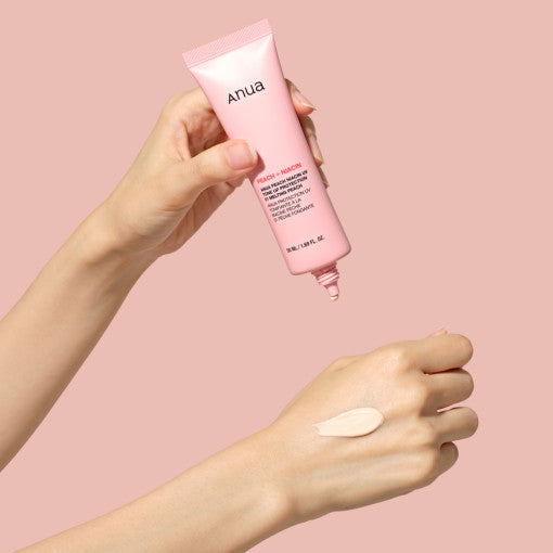 Anua ANUA Peach Niacin UV Tone Up Protection 50ml by ProtoClinical displayed in a close product packshot with peach-toned sunscreen packaging for a k-beauty sun care routine.