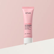 Anua ANUA Peach Niacin UV Tone Up Protection 50ml by ProtoClinical shown in a peach-toned sunscreen product shot on a clean background, highlighting the tube packaging for a k-beauty sun care routine.