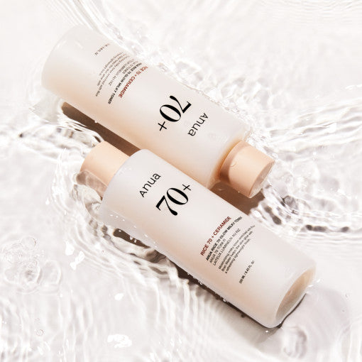 ProtoClinical k-beauty Anua Rice 70 Glow Milky Toner 250ml as a single upright toner bottle on a clean white background