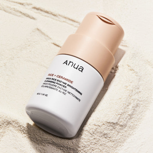 ProtoClinical k-beauty Anua RICE ENZYME BRIGHTENING CLEANSING POWDER 40g two pale cleansing powder packages side by side on a clean white background.