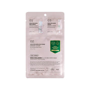 ProtoClinical k-beauty VT Cica Collagen All In One 3step Mask 1.5g+24g+1.5g square mask detail graphic with pale green and white panels