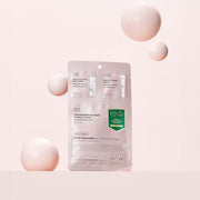ProtoClinical k-beauty VT Cica Collagen All In One 3step Mask 1.5g+24g+1.5g square mask package graphic with green and pale pink tones