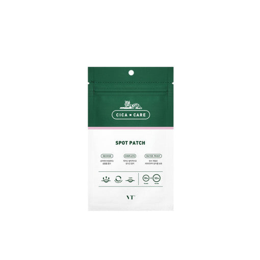 ProtoClinical k-beauty VT Cica Spot Patch 48pcs square spot patch package graphic with green and white packaging tones