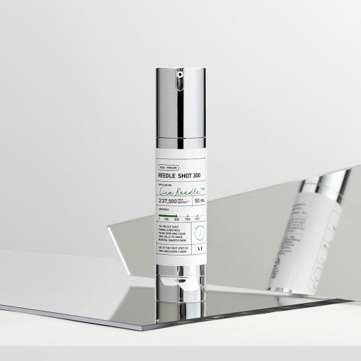 ProtoClinical k-beauty VT Reedle Shot 300 50ml bottle and packaging on a light background.