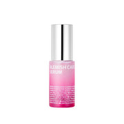 ProtoClinical k-beauty isoi Blemish Care Up Serum 15ml in a slim mauve bottle centered upright on a soft pink background with pale mint side accents.