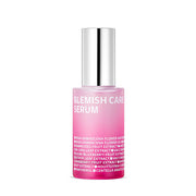 ProtoClinical k-beauty isoi Blemish Care Up Serum 25ml in a slim mauve bottle centered upright on a soft pink background with pale mint side accents.