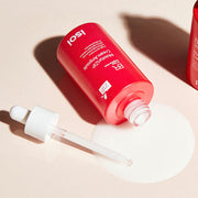 ProtoClinical k-beauty rosy pink beauty graphic with a deep brown upper band and soft mint lower accents on a light background.