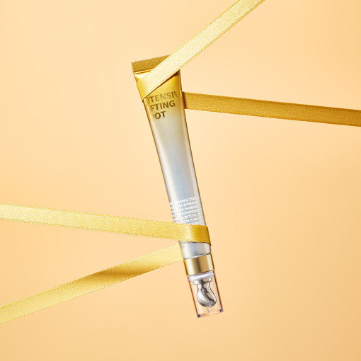 ProtoClinical k-beauty warm beige beauty product silhouette with a soft taupe vertical center on a light background.
