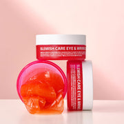 ProtoClinical k-beauty isoi ISOI Blemish Care Eye & Wrinkle Patch 90P coral pink package collage with square panels, white label blocks, and centered layout