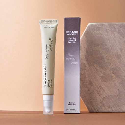 ProtoClinical k-beauty [haruharu wonder] Black Rice Bakuchiol Eye Cream 20ml shown in product packaging on a light background.