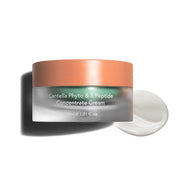 ProtoClinical k-beauty taupe beauty product silhouette with pale blue lower corners on a light background.