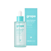 ProtoClinical k-beauty [THANK YOU FARMER] Grape Aqua Hyaluron Biome Serum 50ml shown as a single centered upright product package with soft aqua and pale blue tones on a light background.