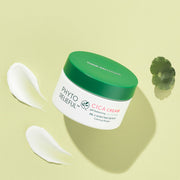 ProtoClinical k-beauty green and yellow beauty graphic with a soft olive center on a light background.