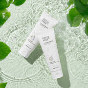 ProtoClinical k-beauty soft green beauty graphic with a pale aqua center and dark green corner accents.