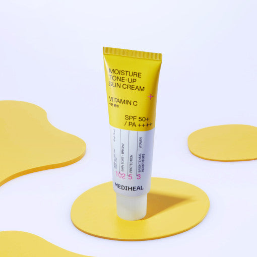 ProtoClinical k-beauty MEDIHEAL MEDIHEAL Moisture Tone-Up Sun Cream Vitamin C 50ml (SPF 50+, PA++++) shown as a single tone-up sun cream package on a clean white background