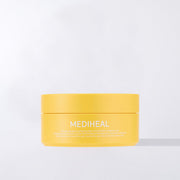 ProtoClinical k-beauty MEDIHEAL: Vita Collagen Eye Ampoule Patch 60p bright yellow oval eye patch jar centered on a light background with soft pale blue side accents