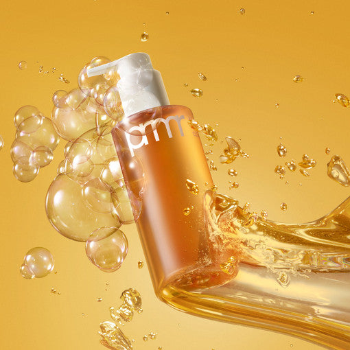 ProtoClinical k-beauty golden beauty graphic with a dark vertical center on a warm yellow background.