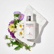 ProtoClinical k-beauty paired olive gray beauty product silhouettes on a soft cream background with pale lavender side tones.