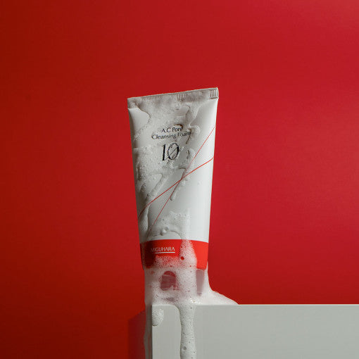 ProtoClinical k-beauty warm red beauty product silhouette on a light background.