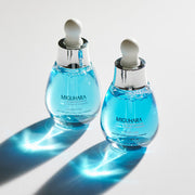 ProtoClinical k-beauty aqua and lavender beauty graphic with soft vertical bands on a light background.