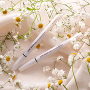 ProtoClinical k-beauty warm beige beauty graphic with soft peach tones on a light background.