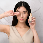 ProtoClinical k-beauty warm beige beauty product silhouette on a pale blue and white background.