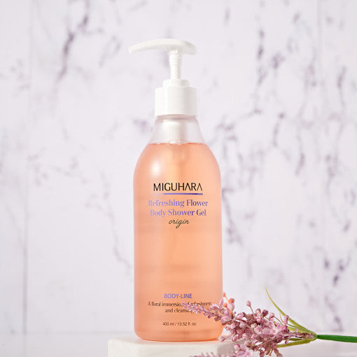 ProtoClinical k-beauty soft peach beauty product detail on a muted gray-lavender background.