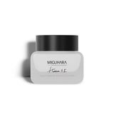 ProtoClinical k-beauty MIGUHARA Vegan Ampoule-infused Gel Cream 50ml warm gray product silhouette with soft beige side accents on a light background