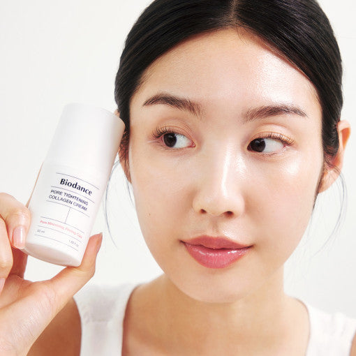 ProtoClinical k-beauty warm beige beauty products with dark upper accents and a pale aqua side accent on a light background.