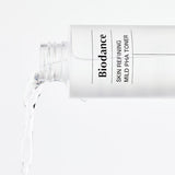 BIODANCE: Skin Refining Mild pHA Toner (150ml) by ProtoClinical shown in a minimal product visual on a clean white background, highlighting the toner packaging for a k-beauty skincare routine.