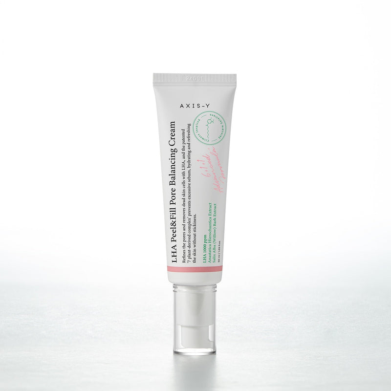 AXIS-Y LHA Peel & Fill Pore Balancing Cream 50ml by ProtoClinical displayed in a front-facing product shot with the cream packaging on a clean branded background for a k-beauty routine.
