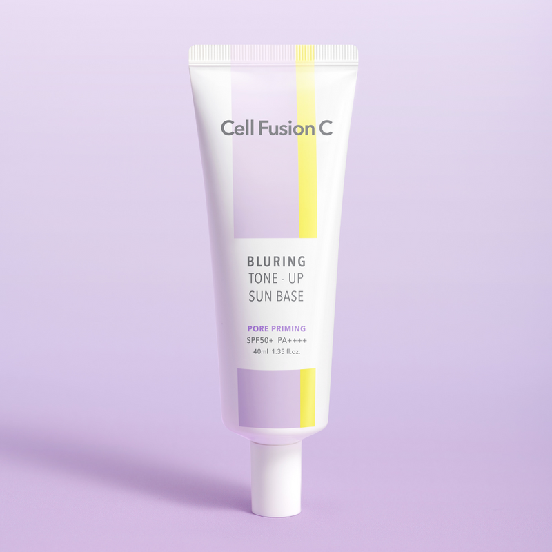 ProtoClinical k-beauty soft lavender beauty graphic with a pale upper area and a darker lower block.