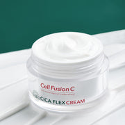 ProtoClinical k-beauty [Cell Fusion C] Cica Flex Cream 55ml single upright cream package with a soft pink center on a teal and pale gray background