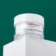 ProtoClinical k-beauty [Cell Fusion C] Cica Flex Cream 55ml single upright cream package with a soft pink center on a teal and pale gray background