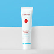 ProtoClinical k-beauty [Cell Fusion C] Post Alpha Aquaporin Cream 60ml single upright cream package centered on a pale aqua background with peach lower accents