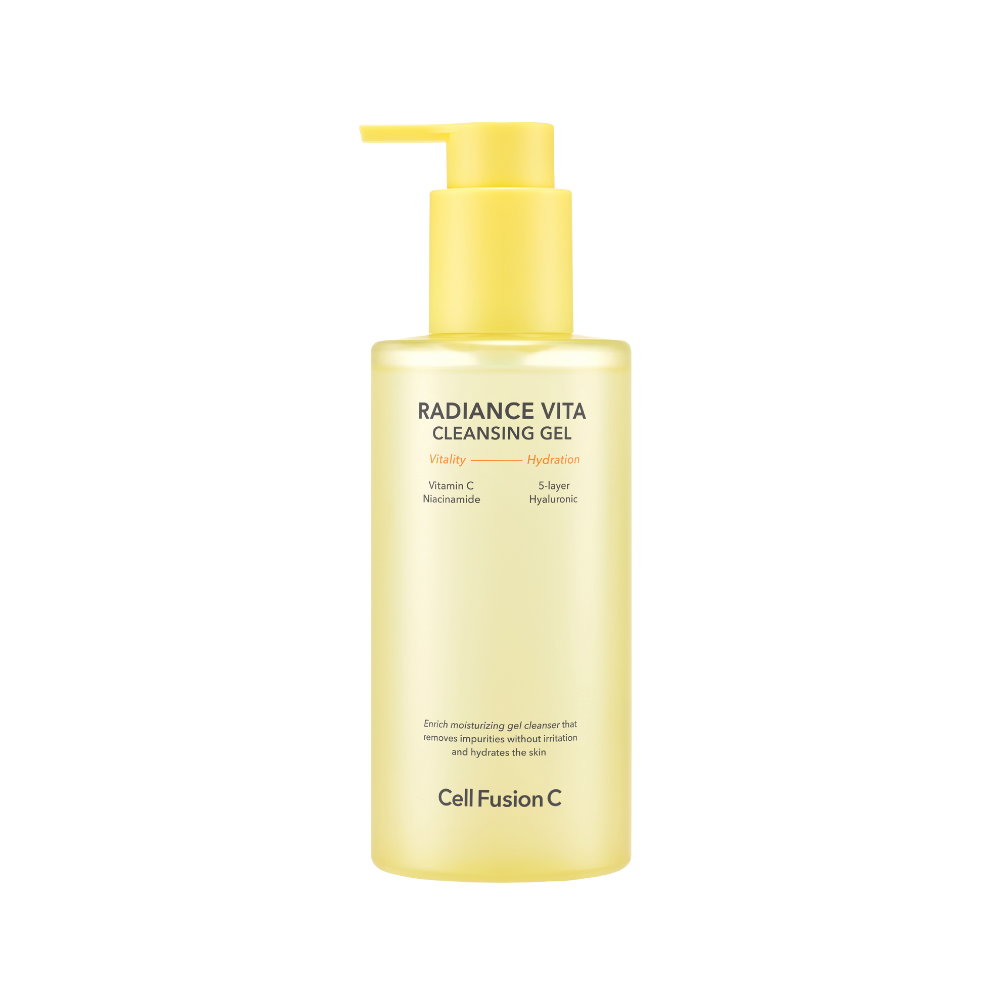 ProtoClinical k-beauty pale yellow beauty graphic with a soft beige center and dark side shapes.