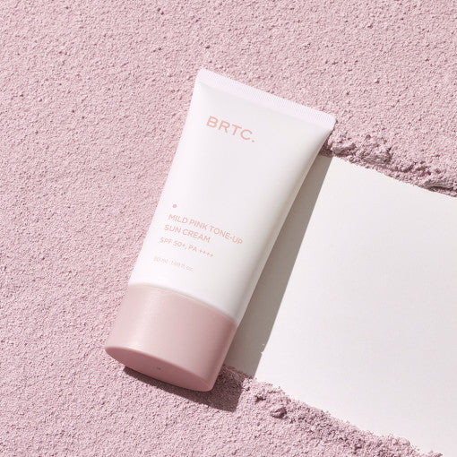 ProtoClinical k-beauty BRTC Mild Pink Tone-Up Sun Cream SPF 50+/PA ++++ 50ml single tone-up sun cream package with visible product labeling on a clean white background