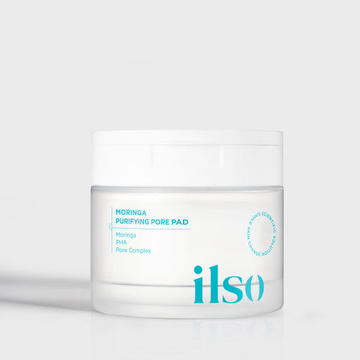 ProtoClinical k-beauty ilso Moringa Purifying Pore Pad 60P 160ml square product graphic with green and white packaging panels on a clean light background