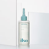 ProtoClinical k-beauty abstract charcoal vertical silhouette with pale blue side tones on a light background